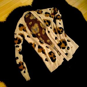 Leopard Print Knitted Cardigan - M/L - Boohoo Tall Brand